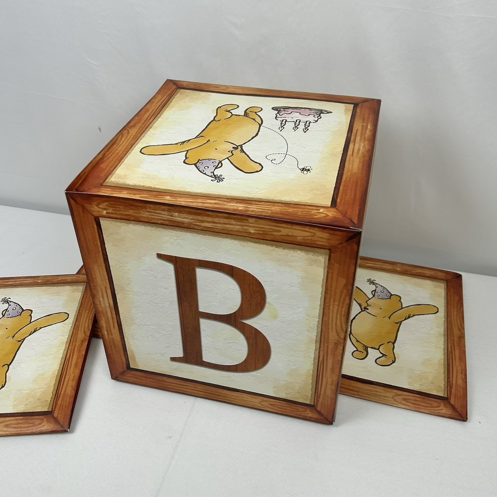 Winnie the Pooh Baby Shower Block Boxes - 4pc BABY Letter Stacking Decor Blocks